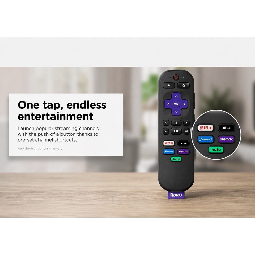 NEW Roku Voice Remote-Compatible with All Roku Models (Channel Shortcuts Vary) - Picture 3 of 4